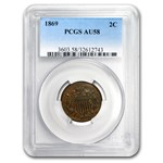 1869 Two Cent Piece AU-58 PCGS