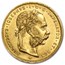 1870-1891 Austria Gold 8 Florin/20 Francs AU (Random)