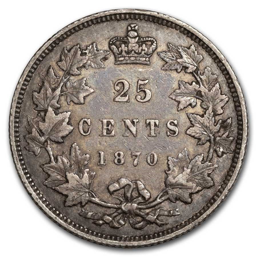 1870 Canada Silver 25 Cents Victoria VF