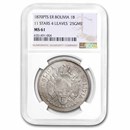 1870-PTS ER Bolivia Silver 1 Boliviano MS-61 NGC