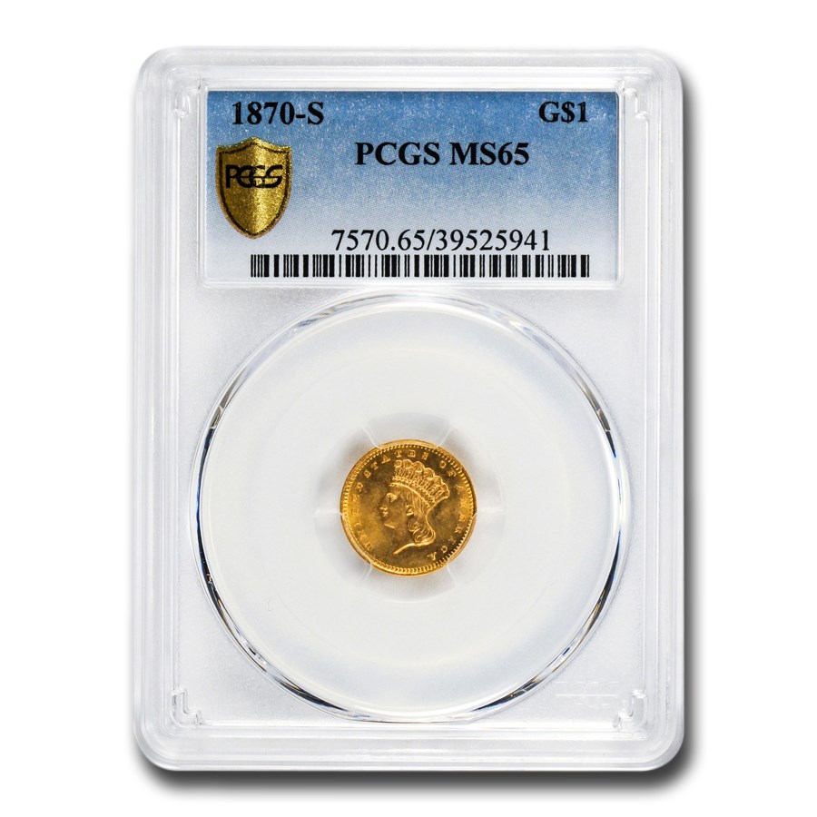 1870-S $1 Indian Head Gold Dollar MS-65 PCGS