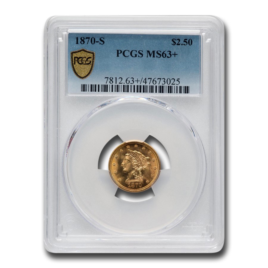 1870-S $2.50 Liberty Gold Quarter Eagle MS-63+ PCGS