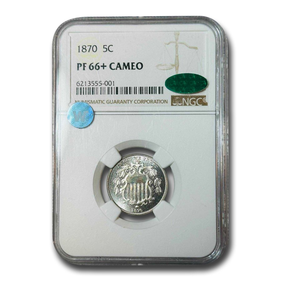 1870 Shield Nickel PF-66+ Cameo NGC CAC