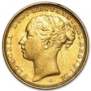 1871-1887-S Australia Gold Sovereign Young Victoria Avg Circ