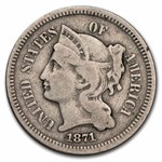 1871 3 Cent Nickel Fine