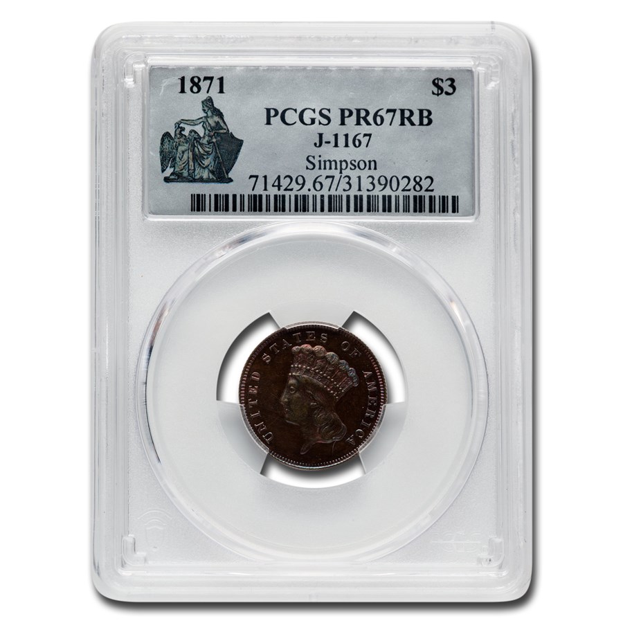 1871 $3 Pattern PR-67 PCGS (J-1167)