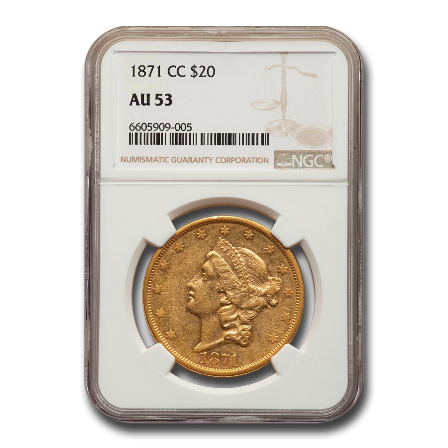 1871-CC $20 Liberty Gold Double Eagle AU-53 NGC