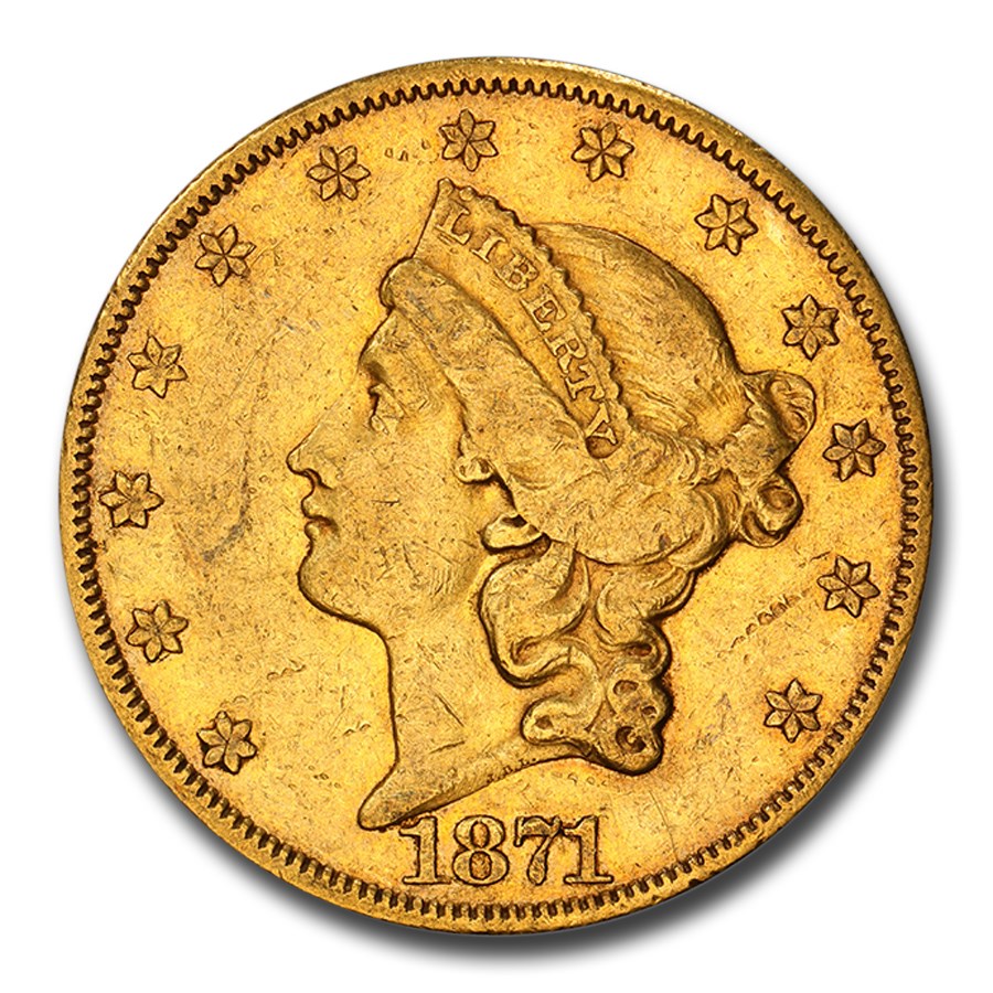 1871-CC $20 Liberty Gold Double Eagle XF-45 PCGS