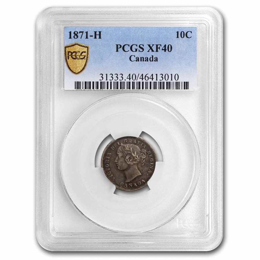 1871-H Canada Silver 10 Cents Victoria XF-40 PCGS