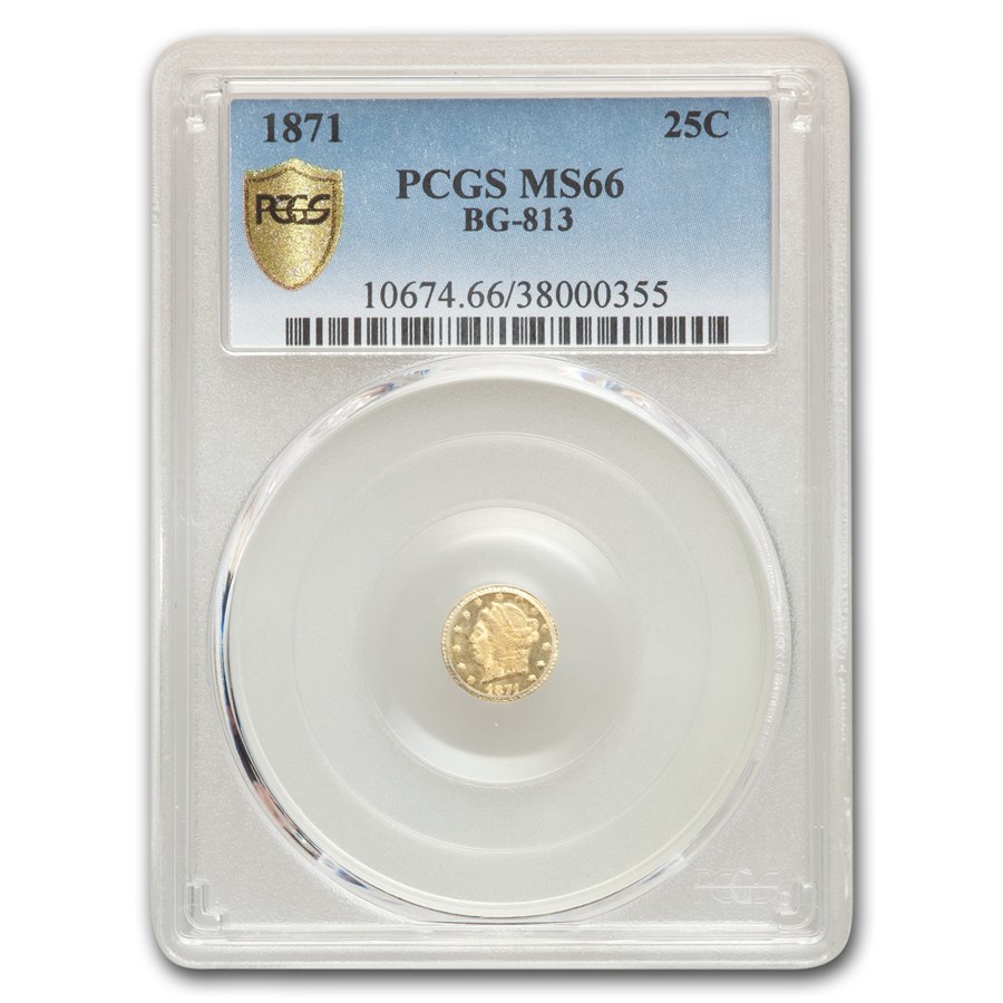 Buy 1871 Liberty Round 25 Cent Gold MS-66 PCGS (BG-813) | APMEX