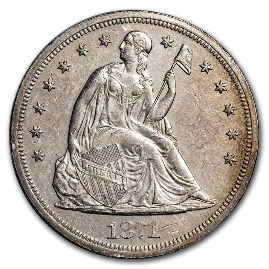 1871 Liberty Seated Dollar BU Details (Cleaned)