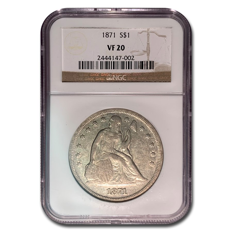 1871 Liberty Seated Dollar VF-20 NGC