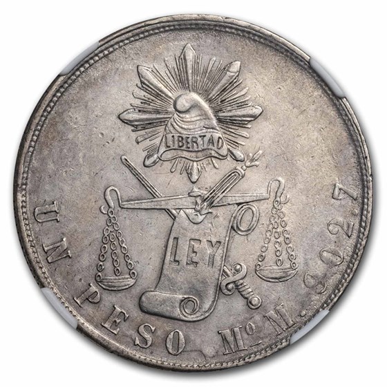 1871-Mo M Mexico Silver Peso AU-55 NGC