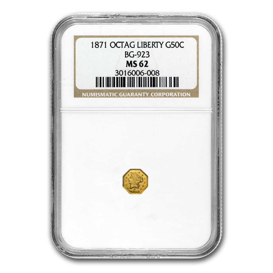 1871 Octagonal Liberty 50 Cent Gold MS-62 NGC (BG-923)