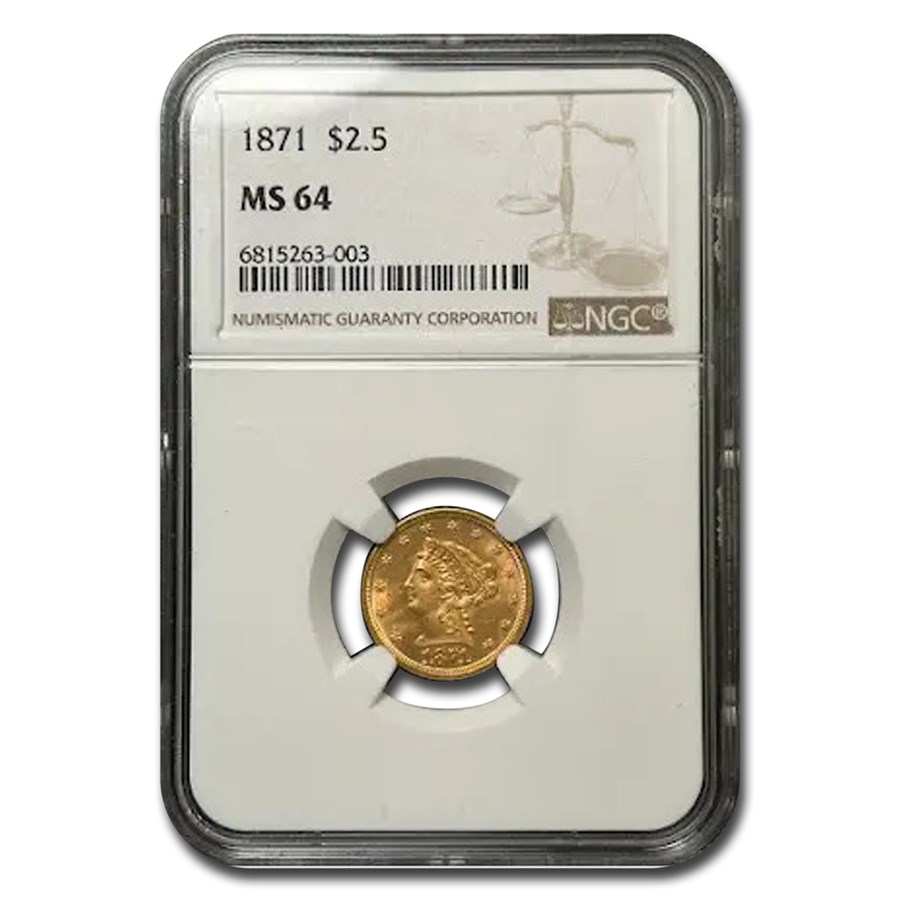 1871-S $2.50 Liberty Gold Quarter Eagle MS-64 NGC