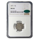 1871 Shield Nickel MS-66 NGC CAC