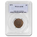 1871 Two Cent Piece AU-58 PCGS