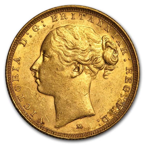 1872-1887-M Australia Gold Sovereign Young Victoria BU