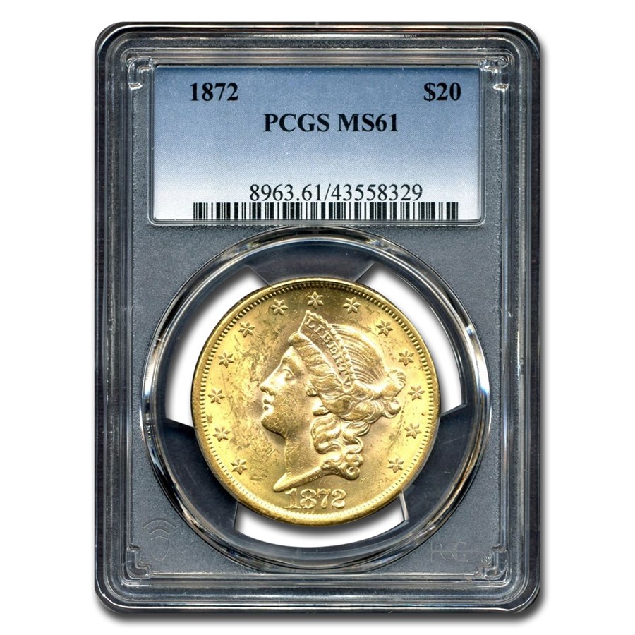 Buy 1872 $20 Liberty Gold Double Eagle MS-61 PCGS | APMEX