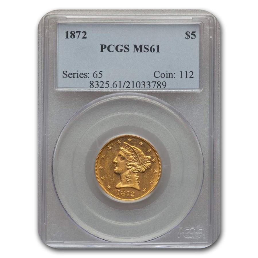 Buy 1872 $5 Liberty Gold Half Eagle MS-61 PCGS | APMEX