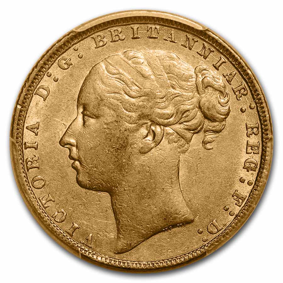 Buy 1872 Great Britain Gold Sovereign Victoria St. George AU-55 PCGS ...