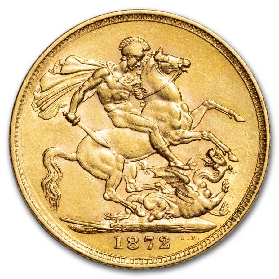 1872 Great Britain Gold Sovereign Victoria St. George BU