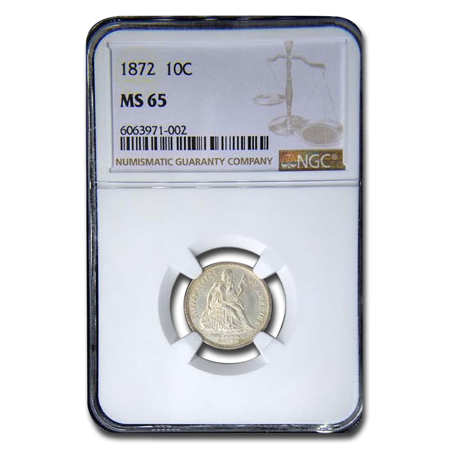 1872 Liberty Seated Dime MS-65 NGC