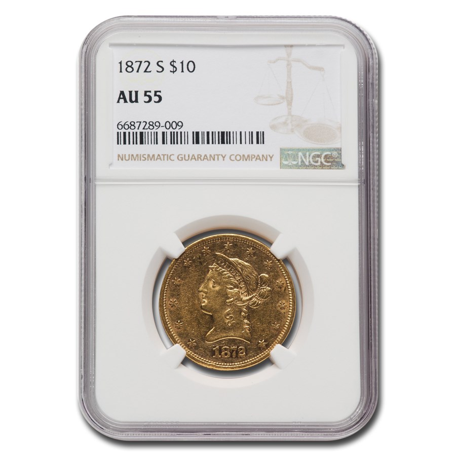 1872-S $10 Liberty Gold Eagle AU-55 NGC