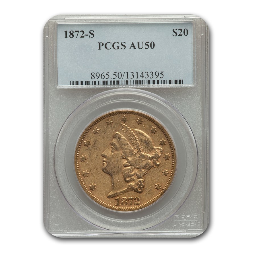 1872-S $20 Liberty Gold Double Eagle AU-50 PCGS