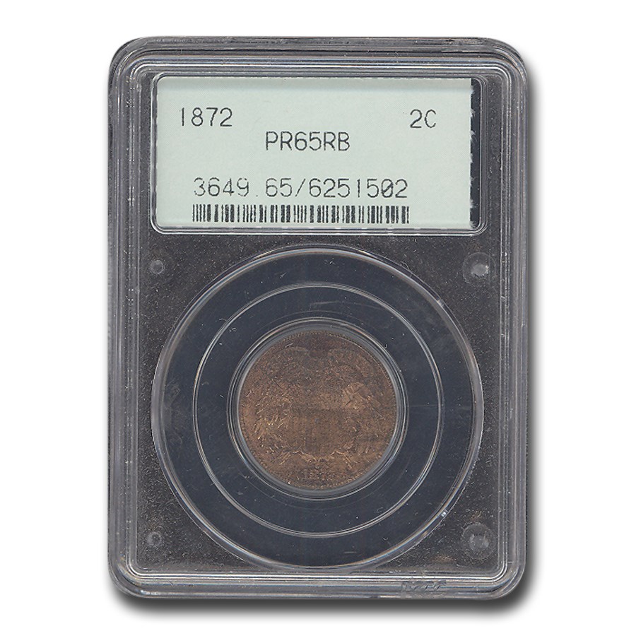 1872 Two Cent Piece PR-65 PCGS (Red/Brown)