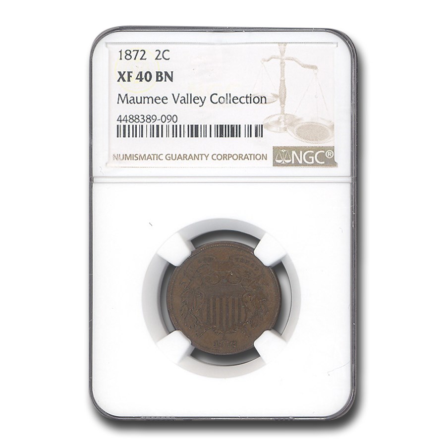 1872 Two Cent Piece XF-40 NGC (Brown)