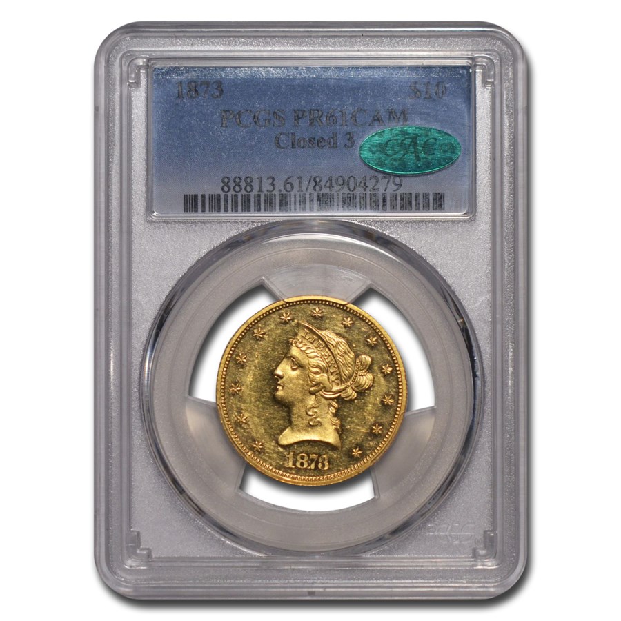 1873 $10 Liberty Gold Eagle PR-61 Cameo PCGS CAC (Closed 3)