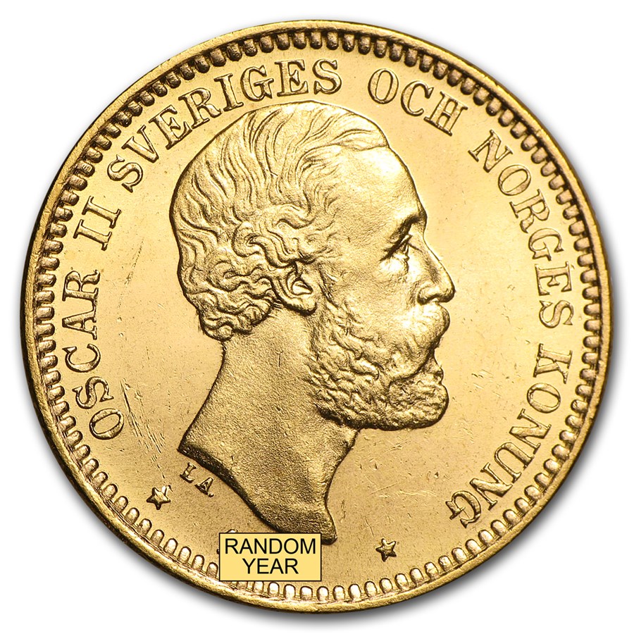 1873-1902 Sweden Gold 20 Kronor Oscar II (BU)