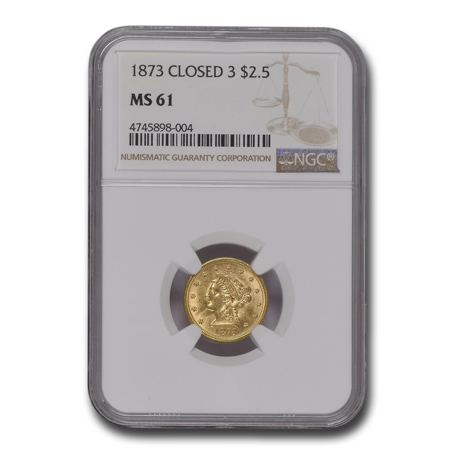 1873 $2.50 Liberty Gold Quarter Eagle MS-61 NGC (Closed 3)