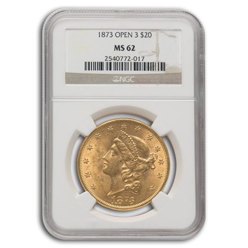 Buy 1873 $20 Liberty Gold Double Eagle Open 3 MS-62 NGC | APMEX