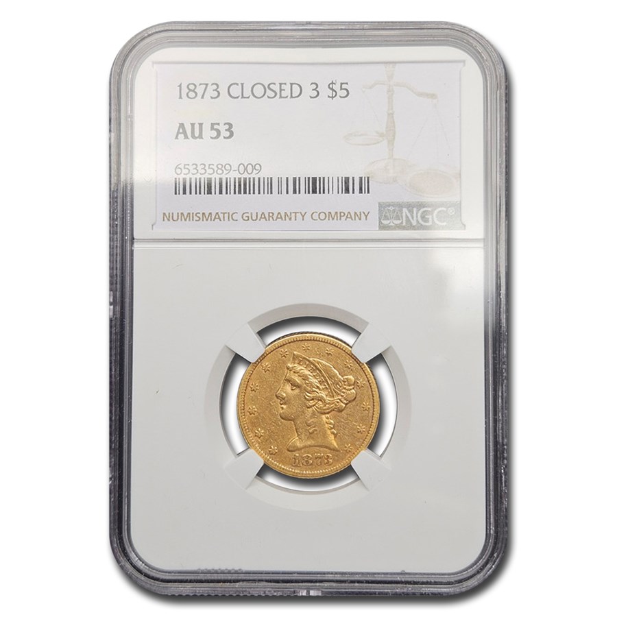 1873 $5 Liberty Gold Half Eagle AU-53 NGC