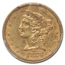 1873 $5 Liberty Gold Half Eagle Closed 3 AU-55 PCGS