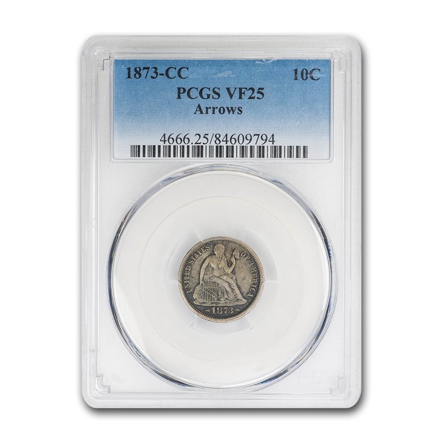 Buy 1873-CC Liberty Seated Dime w/Arrows VF-25 PCGS | APMEX