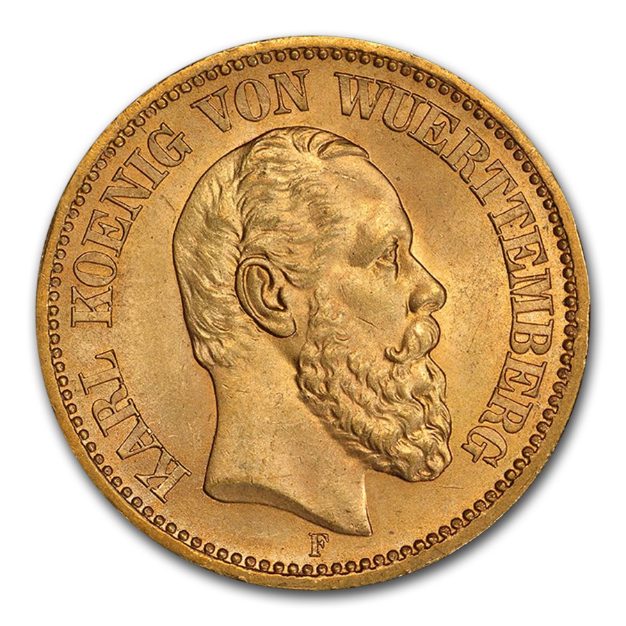 Buy 1873 German States Wurttemberg Gold 10 Mark MS-65 PCGS | APMEX