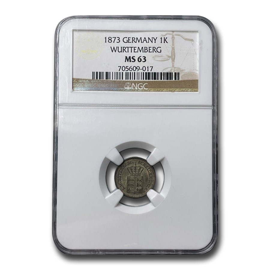 1873 Germany Kreuzer MS-63 NGC (Wurttemberg)