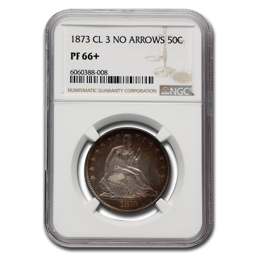 1873 Liberty Seated Half Dollar PF-66+ NGC (CL 3, No Arrows)