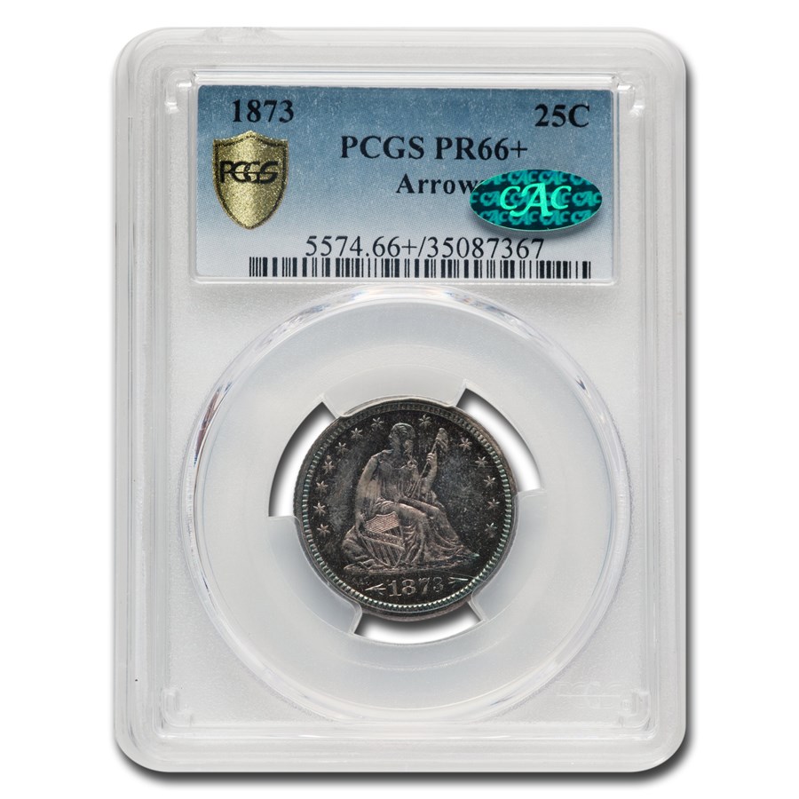 1873 Liberty Seated Quarter PR-66+ PCGS CAC (Arrows)