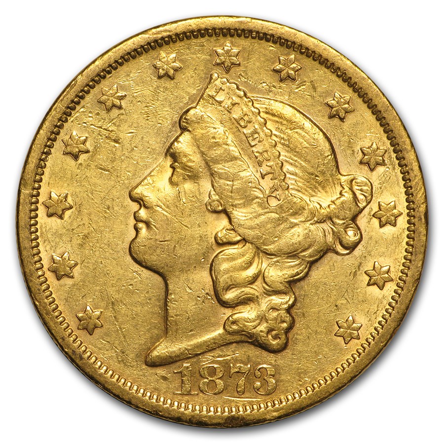 1873-S $20 Liberty Gold Double Eagle Closed 3 AU