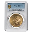 1873-S $20 Liberty Gold Double Eagle Closed 3 MS-61 PCGS