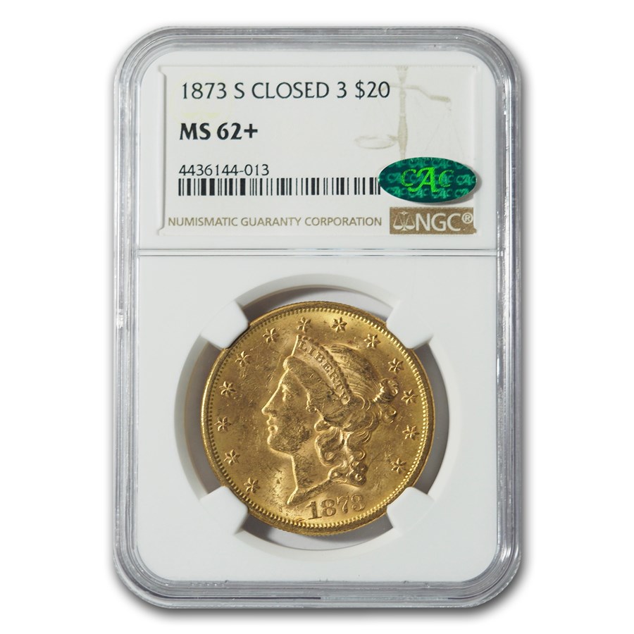 Buy 1873-S $20 Liberty Gold Double Eagle MS-62+ NGC CAC (Closed 3) | APMEX