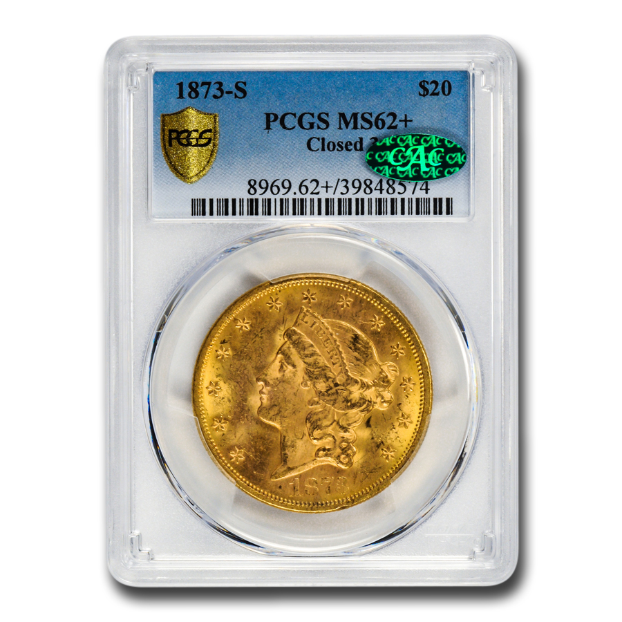 Buy 1873-S $20 Liberty Gold Double Eagle MS-62+ PCGS CAC (Closed 3) | APMEX