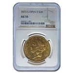 1873-S $20 Liberty Gold Double Eagle Open 3 AU-55 NGC