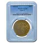 1873-S $20 Liberty Gold Double Eagle Open 3 AU-55 PCGS