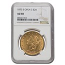 1873-S $20 Liberty Gold Double Eagle Open 3 AU-58 NGC