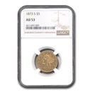 1873-S $5 Liberty Gold Half Eagle AU-53 NGC